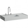 Lavabo KARTELL 900 x 460 mm, étagère à droite sans trop-plein, 1 trou pour robinetterie en gris LAUFEN