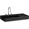 Lavabo KARTELL 900 x 460 mm, étagère à droite sans trop-plein, 2 trous pour robinetterie en noir LAUFEN