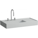 Lavabo KARTELL 900 x 460 mm, étagère à droite sans trop-plein, 2 trous pour robinetterie en gris LAUFEN