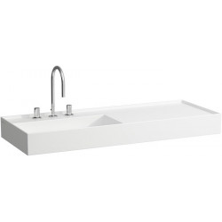 Lavabo KARTELL 1200 x 460 mm, étagère à droite sans trop-plein, sans trou pour robinet blanc LAUFEN