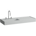 Lavabo KARTELL 1200 x 460 mm, étagère à droite sans trop-plein, 3 trous de robinetterie design gris LAUFEN