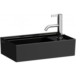 Lave-mains KARTELL 460 x 280 mm, plage de robinetterie à droite sans trop-plein, version 1 trou de robinetterie noir LAUFEN