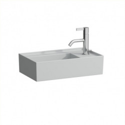 Lave-mains KARTELL 460 x 280 mm, plage de robinetterie à droite sans trop-plein, version 1 trou de robinetterie gris LAUFEN