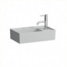 Lave-mains KARTELL 460 x 280 mm, plage de robinetterie à droite sans trop-plein, version 1 trou de robinetterie gris LAUFEN