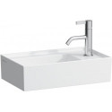 Lave-mains KARTELL 460 x 280 mm, plage de robinetterie à droite sans trop-plein, sans trou pour robinetterie blanc LAUFEN