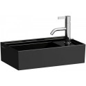 Lave-mains KARTELL 460 x 280 mm, plage de robinetterie à droite sans trop-plein, sans trou de robinetterie noir LAUFEN