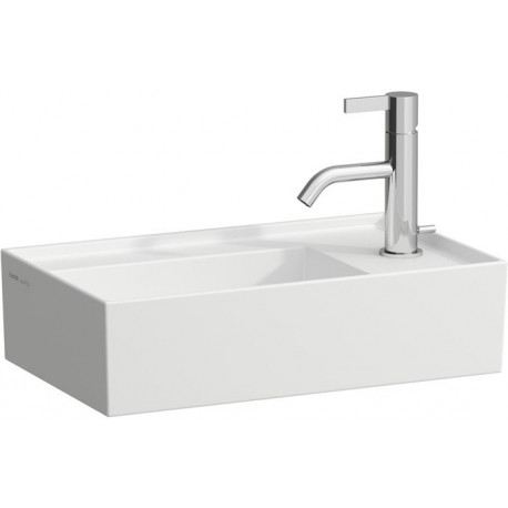 Lave-mains KARTELL 460 x 280 mm, plage de robinetterie à droite sans trop-plein, sans trou pour robinetterie blanc mat LAUFEN