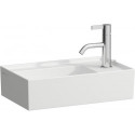 Lave-mains KARTELL 460 x 280 mm, plage de robinetterie à droite sans trop-plein, sans trou pour robinetterie blanc mat LAUFEN