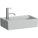 Lave-mains KARTELL 460 x 280 mm, plage de robinetterie à gauche sans trop-plein, version 1 trou de robinetterie gris LAUFEN