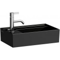 Lave-mains KARTELL 460 x 280 mm, plage de robinetterie à gauche sans trop-plein, sans trou de robinetterie noir LAUFEN