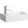 Lave-mains KARTELL 460 x 280 mm, plage de robinetterie à gauche sans trop-plein, sans trou de robinetterie blanc LCC LAUFEN