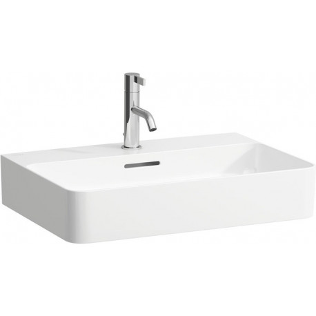 Lavabo VAL 600 x 420 mm avec trop-plein, 3 trous de robinetterie design blanc LAUFEN