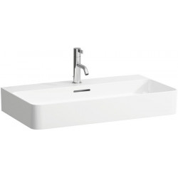 Lavabo VAL 750 x 420 mm avec trop-plein, 3 trous de robinetterie design blanc LAUFEN