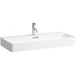 Lavabo VAL 950 x 420 mm avec trop-plein, 3 trous de robinetterie design blanc LAUFEN