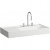 Lavabo KARTELL 900 x 460 mm, étagère à gauche sans trop-plein, 2 trous pour robinetterie, blanc mat LAUFEN