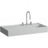 Lavabo KARTELL 900 x 460 mm, étagère à gauche sans trop-plein, 2 trous pour robinetterie en gris LAUFEN