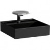 Lave-mains KARTELL 460 x 460 mm sans trop-plein, version 2 trous robinet noir LAUFEN