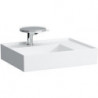 Lavabo KARTELL 600 x 460 mm, étagère à droite sans trop-plein, 2 trous de robinetterie design blanc LCC LAUFEN