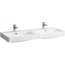Lavabo double LAUFEN PRO S 1200 x 460 mm avec trop-plein, sans trou pour robinet blanc LAUFEN