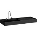 Lavabo KARTELL 1200 x 460 mm, étagère à droite sans trop-plein, 2 trous pour robinetterie, blanc mat LAUFEN