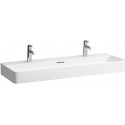 Lavabo VAL 1200 x 420 mm avec trop-plein, 2 trous pour robinetterie, blanc LCC LAUFEN
