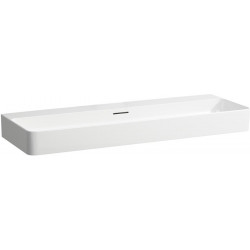Lavabo VAL 1200 x 420 mm avec trop-plein, sans trou de robinetterie blanc LAUFEN