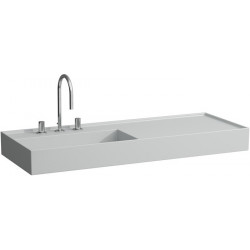 Lavabo KARTELL 1200 x 460 mm, étagère à droite sans trop-plein, 1 trou pour robinetterie en gris LAUFEN