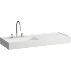 Lavabo KARTELL 1200 x 460 mm, étagère à droite sans trop-plein, sans trou pour robinetterie, blanc mat LAUFEN