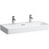 Lavabo VAL 950 x 420 mm avec trop-plein, 2 trous pour robinetterie en blanc LAUFEN