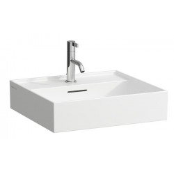 Lavabo KARTELL 500 x 460 mm, encastrable sous avec trop-plein, sans trou pour robinet blanc LCC LAUFEN