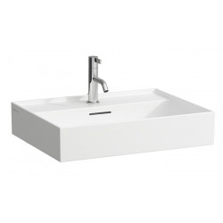 Lavabo KARTELL 600 x 460 mm, encastrable sous avec trop-plein, sans trou de robinetterie blanc LAUFEN