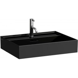 Lavabo KARTELL 600 x 460 mm, encastrable sous avec trop-plein, sans trou pour robinetterie noir LAUFEN