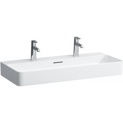 Lavabo VAL 950 x 420 mm avec trop-plein, 2 trous pour robinetterie, blanc mat LAUFEN