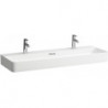 Lavabo VAL 1200 x 420 mm avec trop-plein, 2 trous pour robinetterie, blanc mat LAUFEN