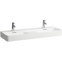 Lavabo double VAL 1200 x 400 mm, avec trou pour robinetterie, avec trop-plein blanc mat LAUFEN