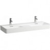 Lavabo double VAL 1200 x 400 mm, avec trou pour robinetterie, avec trop-plein blanc mat LAUFEN