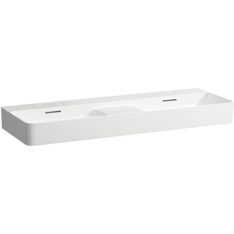 Lavabo double VAL 1200 x 400 mm, sans trous pour robinetterie, avec LAUFEN over white