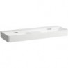 Lavabo double VAL 1200 x 400 mm, sans trous pour robinetterie, avec LAUFEN over white