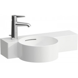 Lave-mains VAL 550 x 315 mm, 1 trou pour robinetterie, avec trop-plein blanc mat LAUFEN