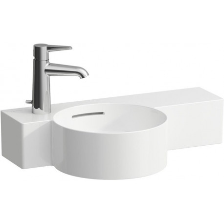 Lave-mains VAL 550 x 315 mm, 1 trou pour robinetterie, avec trop-plein blanc mat LAUFEN