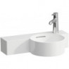 Lave-mains VAL 550 x 315 mm, 1 trou pour robinetterie, avec trop-plein blanc mat LAUFEN