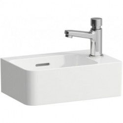 Lave-mains VAL 340 x 220 mm, 1 trou pour robinetterie, avec trop-plein blanc mat LAUFEN
