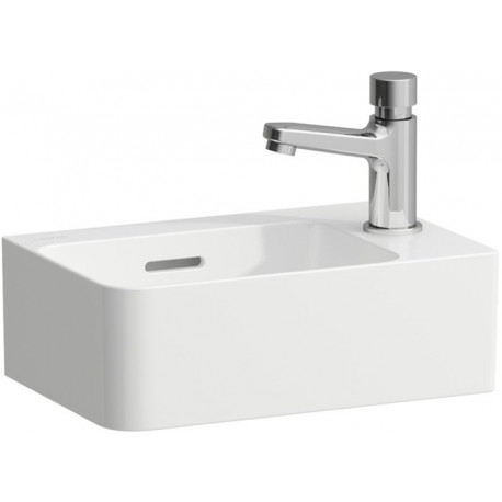 Lave-mains VAL 340 x 220 mm, 1 trou pour robinetterie, avec trop-plein blanc mat LAUFEN