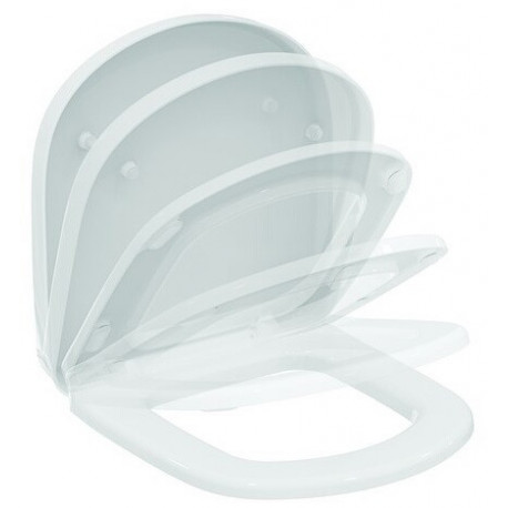 Abattant WC EUROVIT avec couvercle, charnières en acier inoxydable blanc, avec fermeture amortie IDEAL STANDARD