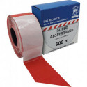 Ruban barrière rouleau de 500 m rouge / blanc bloqué Ange bleu composé d'au moins 80 % de matières premières recyclées