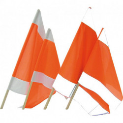 Drapeau d'avertissement 75 x 75 cm avec manche bois 100 cm