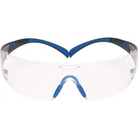 Lunettes de protection SecureFit-SF400 EN 166-1FT branches bleu gris. verres tra
