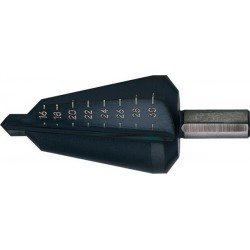 Jeu de forets perce-tôle de précision, acier à coupe rapide, revêtement traité à la vapeur, Capacité de perçage : 4-20 mm, Taille 2, Long. totale 71 mm