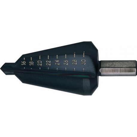 Jeu de forets perce-tôle de précision, acier à coupe rapide, revêtement traité à la vapeur, Capacité de perçage : 4-20 mm, Taille 2, Long. totale 71 mm
