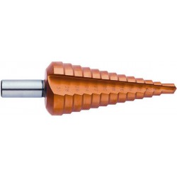 Foret étagé universel à goujure droite, revêtement TiN, Long. de l'étage : 4 mm, Long. totale 98 mm, Ø queue h8 : 10 mm